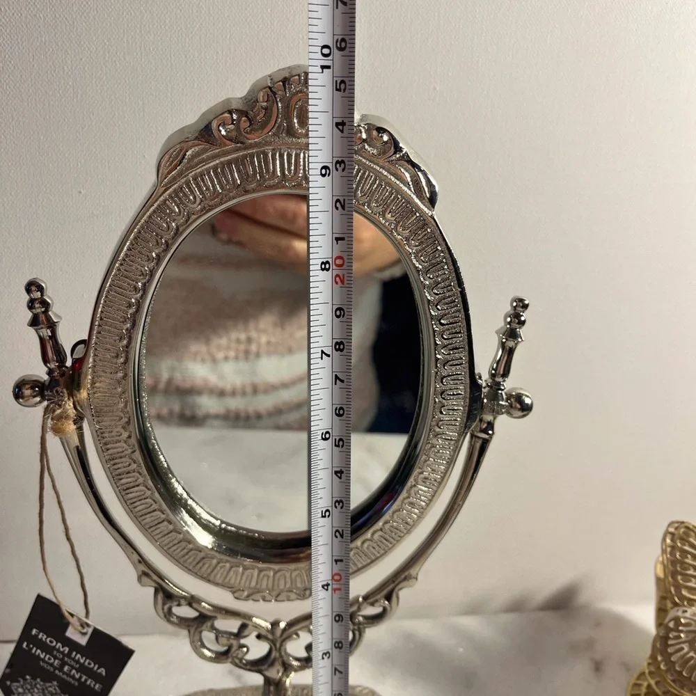 Antique style Cast metal silver Vanity adjustable 10” India